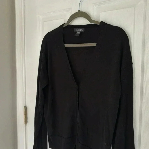 Athleta Black Light Weight Cardigan V Neck - Size M - Picture 2 of 7